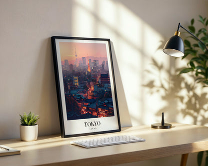 Tokyo Cityscape Sunset Framed Poster – Framed Wall Art Poster - Image 3