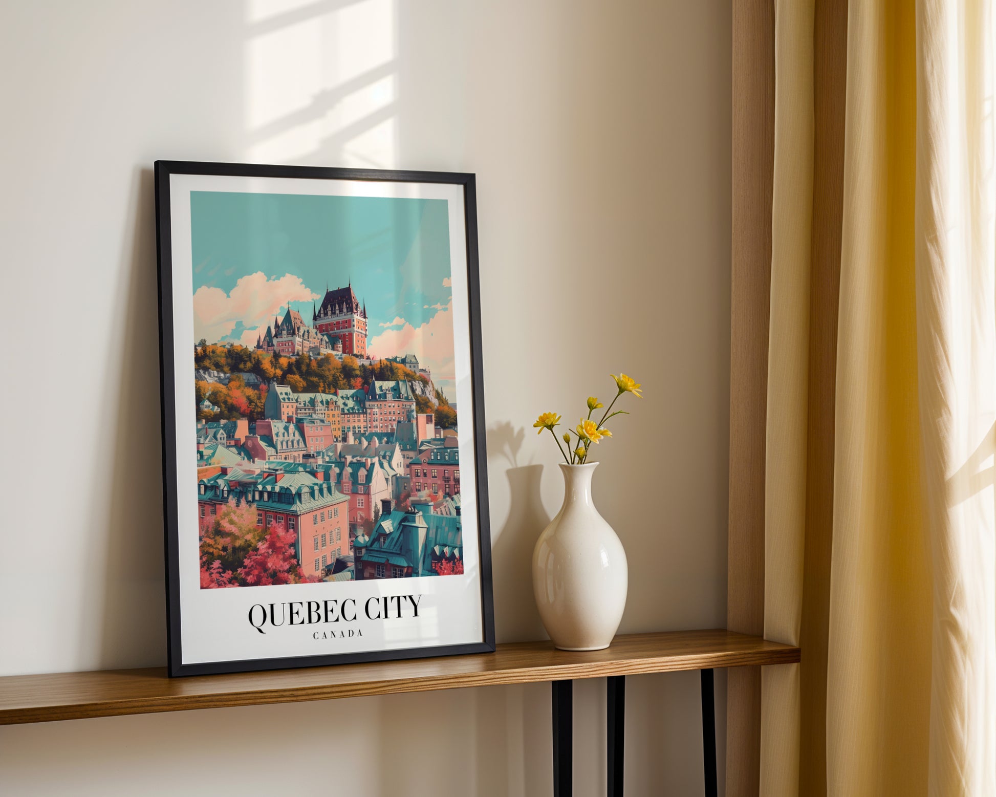 Quebec City Canada Colorful Skyline Framed Poster – Framed Wall Art Poster - Image 2