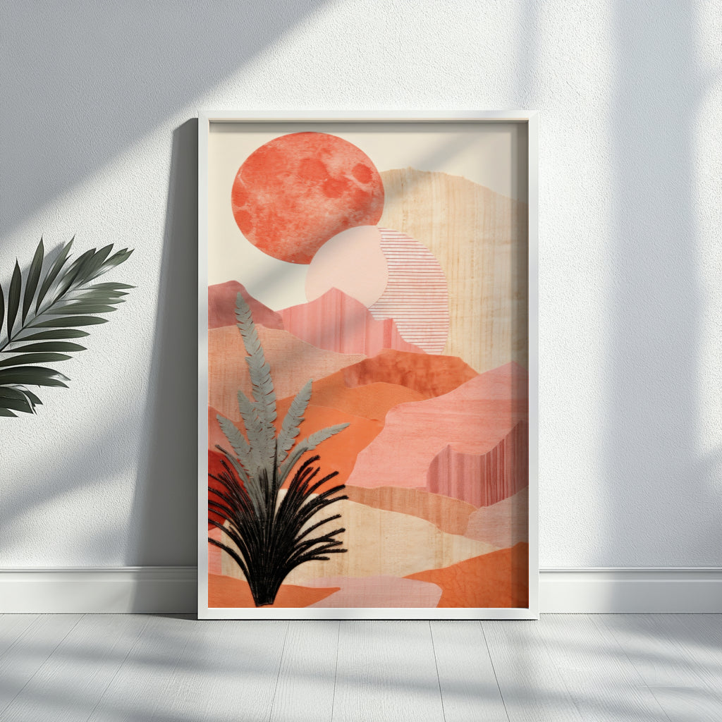 Earthy Brown Abstract Landscape Framed Poster - Image 1