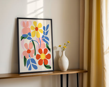 Vibrant Abstract Floral Framed Poster #1 – Framed Wall Art Poster - Image 1