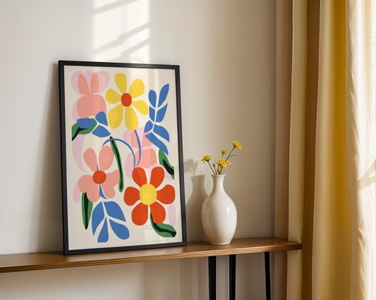 Vibrant Abstract Floral Framed Poster #1 – Framed Wall Art Poster - Image 1