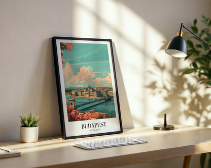 Budapest Hungary Parliament Cityscape Framed Poster – Framed Wall Art Poster - Image 3