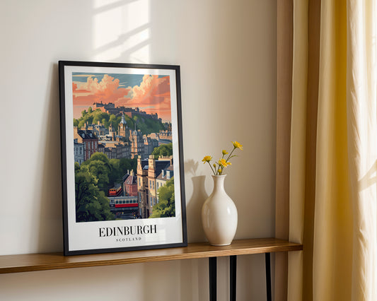 Edinburgh Scotland Cityscape Framed Poster – Framed Wall Art Poster - Image 2