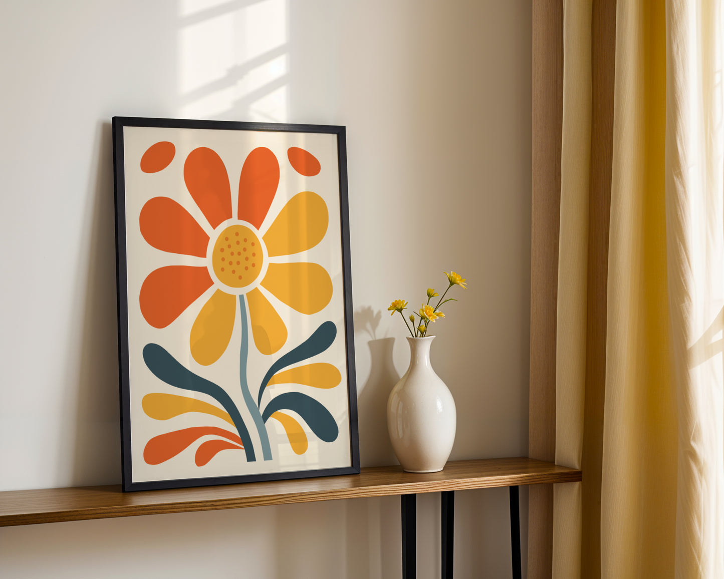 Mid-Century Modern Floral Framed Poster – Framed Wall Art Poster - Image 1