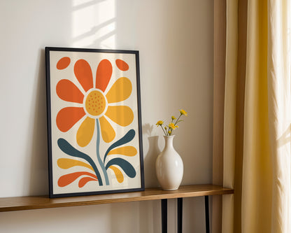 Mid-Century Modern Floral Framed Poster – Framed Wall Art Poster - Image 1