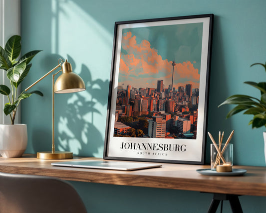 Johannesburg South Africa Skyline Framed Poster – Framed Wall Art Poster - Image 1