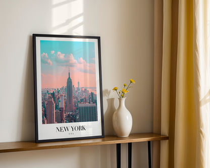 New York City Pastel Sunset Framed Poster – Framed Wall Art Poster - Image 2