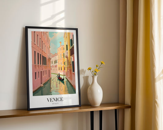 Venice Canal Gondola Framed Poster, Italy Travel Wall Art – Framed Wall Art Poster - Image 2
