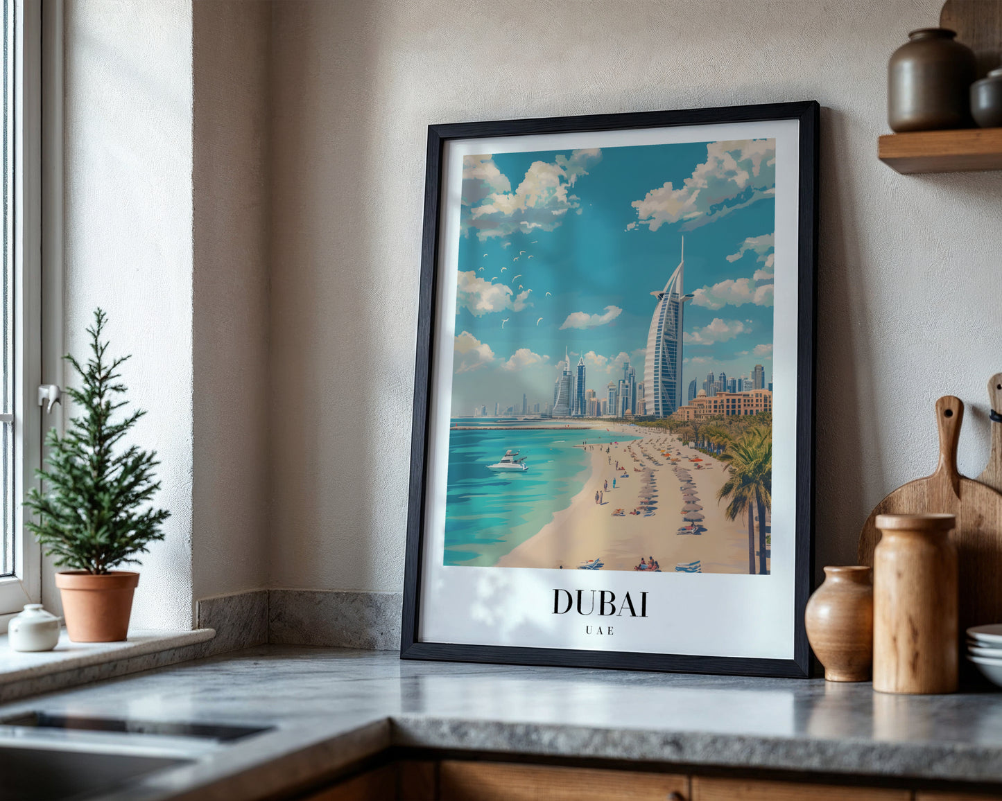 Dubai Burj Al Arab Beach Cityscape Framed Poster – Framed Wall Art Poster - Image 4