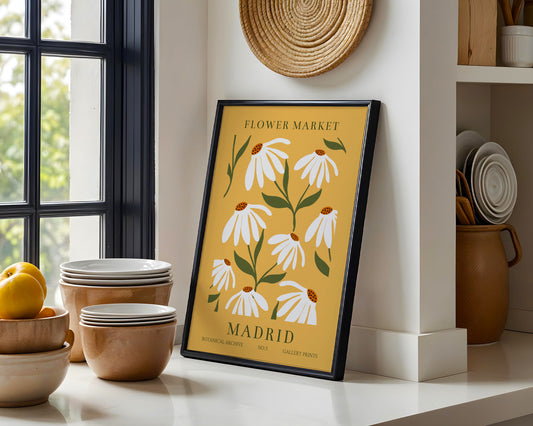 Madrid Flower Market Daisy Botanical Framed Poster – Framed Wall Art Poster - Image 1