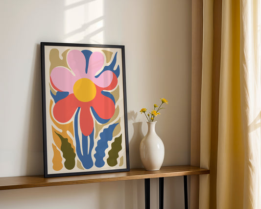Vibrant Abstract Flower Framed Poster – Framed Wall Art Poster - Image 1