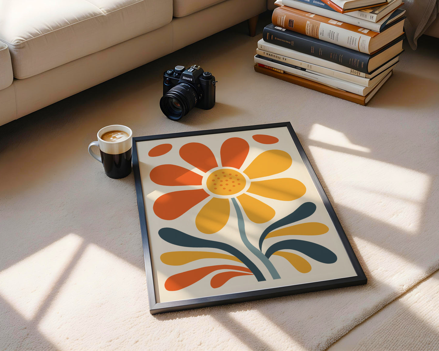 Mid-Century Modern Floral Framed Poster – Framed Wall Art Poster - Image 3