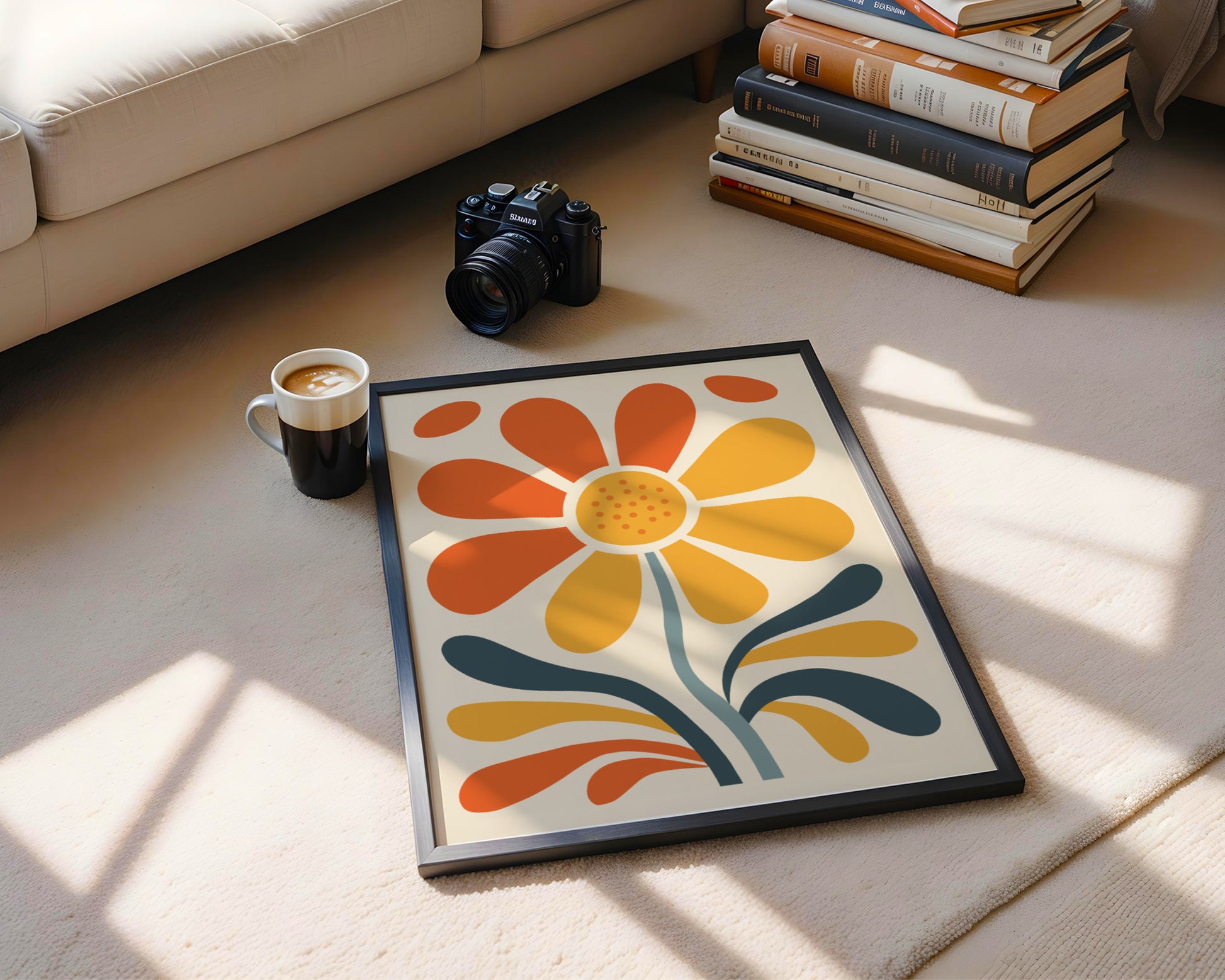 Mid-Century Modern Floral Framed Poster – Framed Wall Art Poster - Image 3