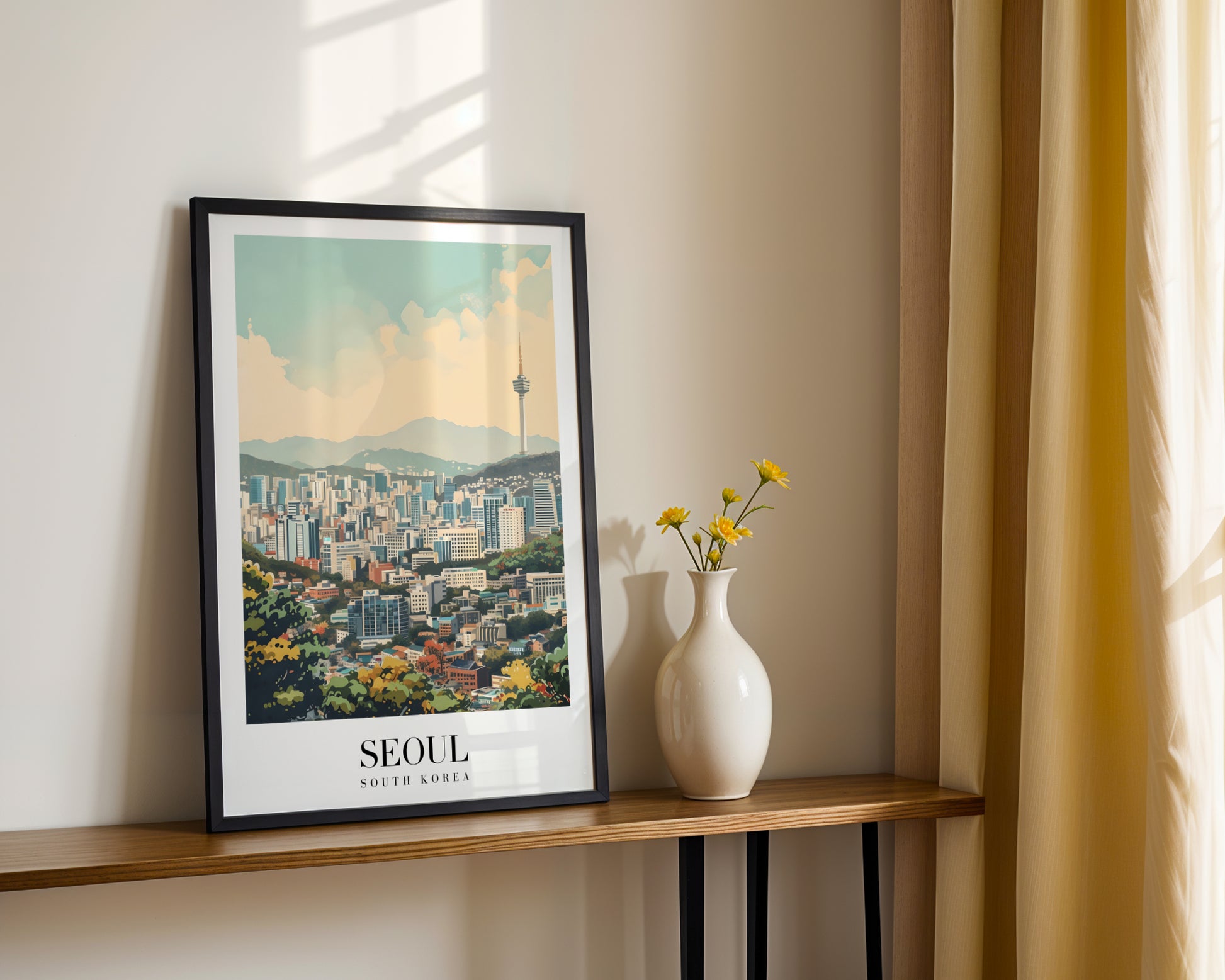 Seoul Cityscape N Tower Framed Poster South Korea Art – Framed Wall Art Poster - Image 2