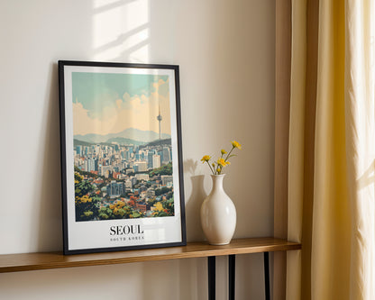 Seoul Cityscape N Tower Framed Poster South Korea Art – Framed Wall Art Poster - Image 2
