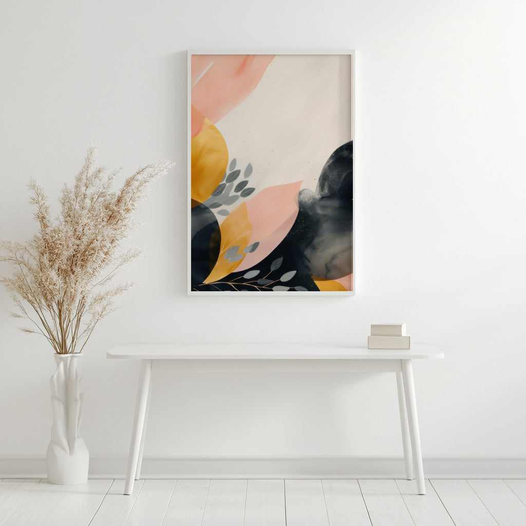 Warm Neutral Abstract Composition Framed Poster - Image 2