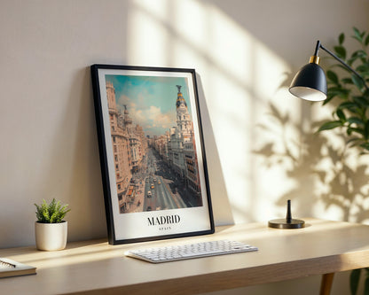 Madrid Gran Via Cityscape Framed Poster – Framed Wall Art Poster - Image 3