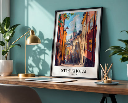 Stockholm Gamla Stan Street Framed Poster – Framed Wall Art Poster - Image 1