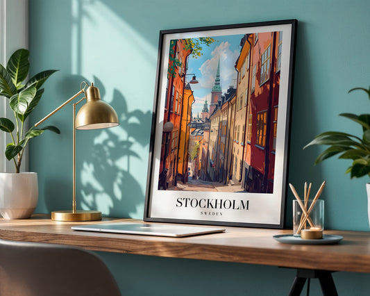 Stockholm Gamla Stan Street Framed Poster – Framed Wall Art Poster - Image 1