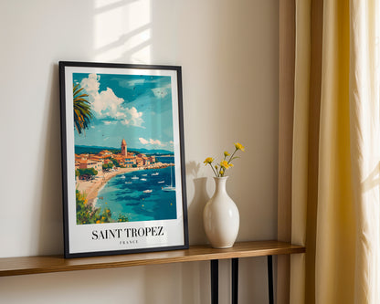 Saint Tropez Coastal Town France Framed Poster – Framed Wall Art Poster - Image 2