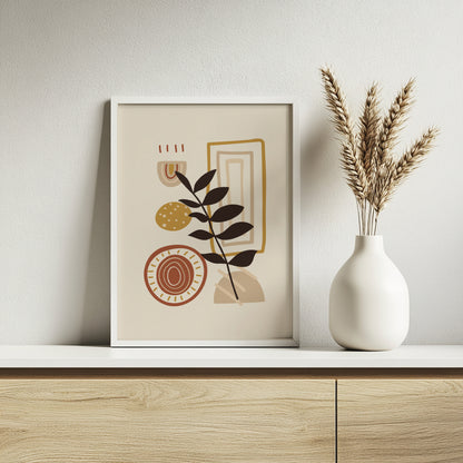 Boho Abstract Botanical Framed Poster Set – Framed Wall Art Poster - Image 3