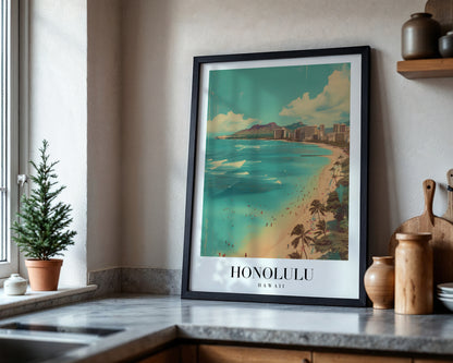 Honolulu Hawaii Waikiki Beach Framed Poster – Framed Wall Art Poster - Image 4