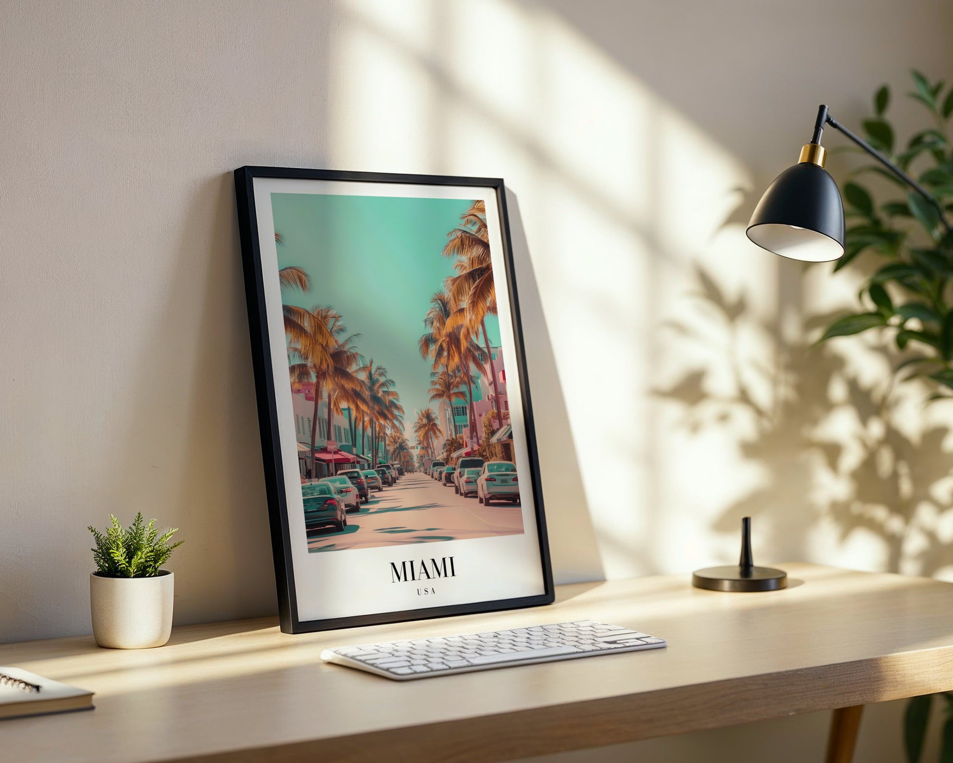 Miami Street Palm Trees Framed Poster – Framed Wall Art Poster - Image 3