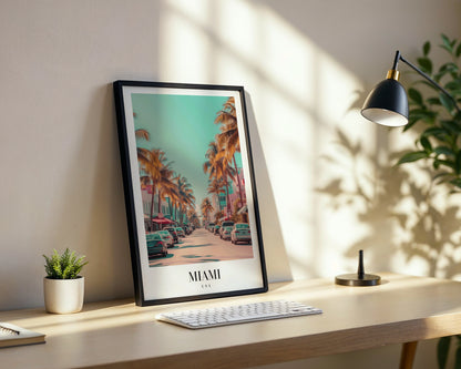 Miami Street Palm Trees Framed Poster – Framed Wall Art Poster - Image 3