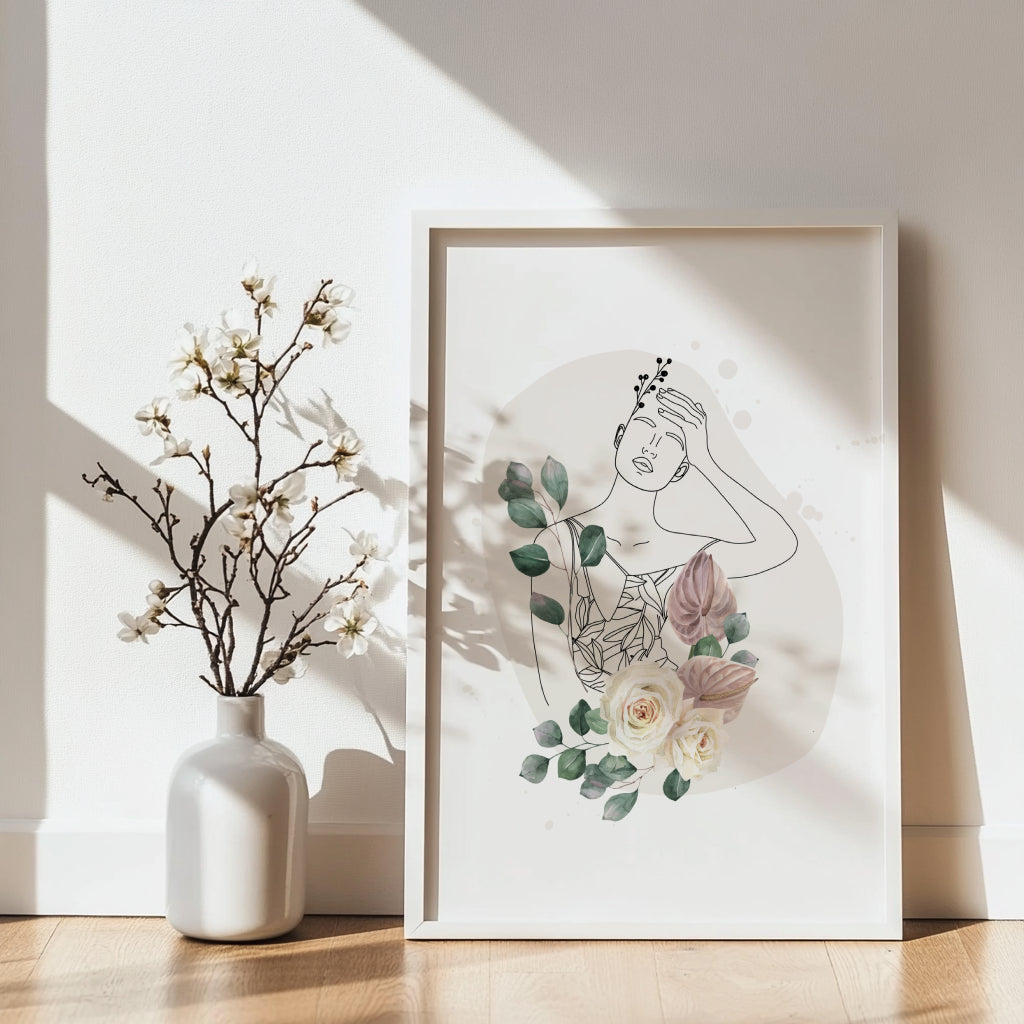 Neutral Beige Abstract Forms Framed Poster - Image 3