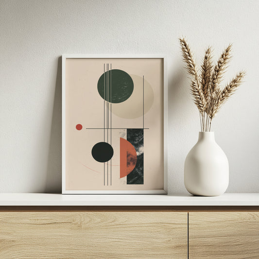 Modern Geometric Abstract Circles Framed Poster Set