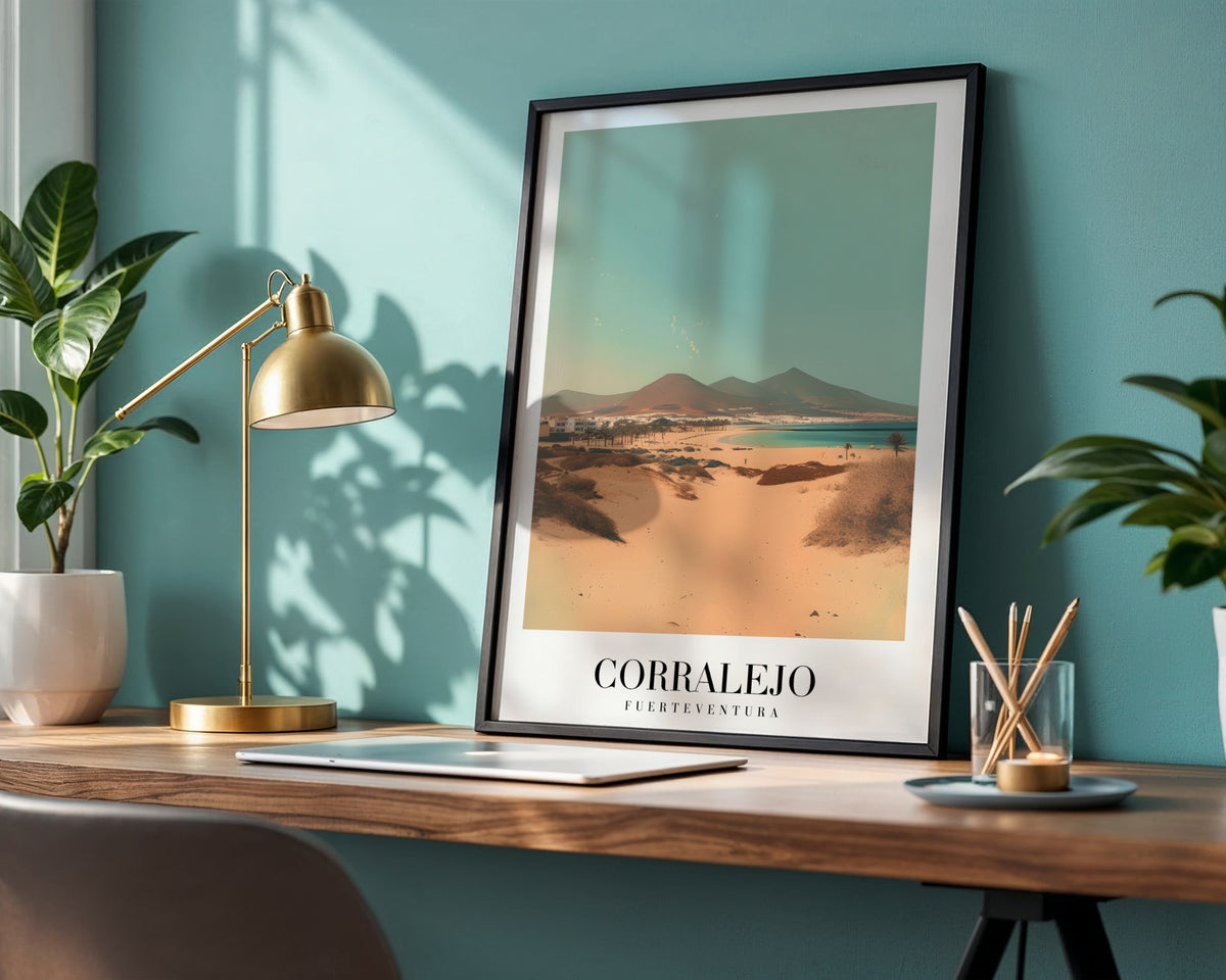 Corralejo Fuerteventura Beach Travel Framed Poster – Framed Wall Art Poster - Image 1