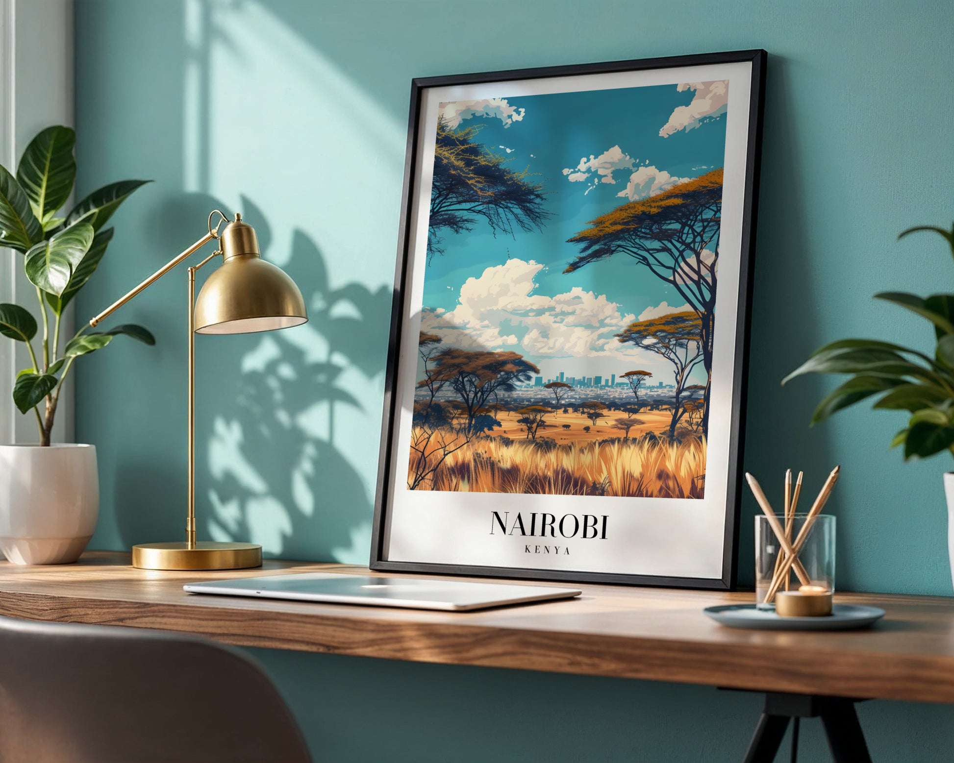 Nairobi Kenya Savanna City Framed Poster – Framed Wall Art Poster - Image 1