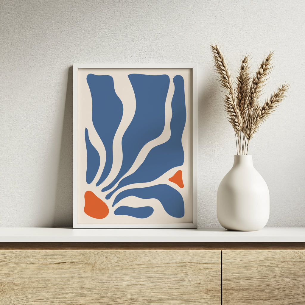 Organic Abstract Blue Orange Wall Art Set – Framed Wall Art Poster - Image 2