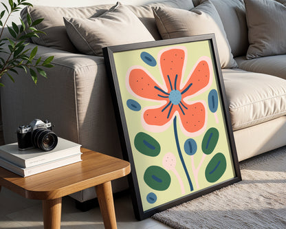 Vibrant Abstract Coral Flower Framed Poster – Framed Wall Art Poster - Image 1