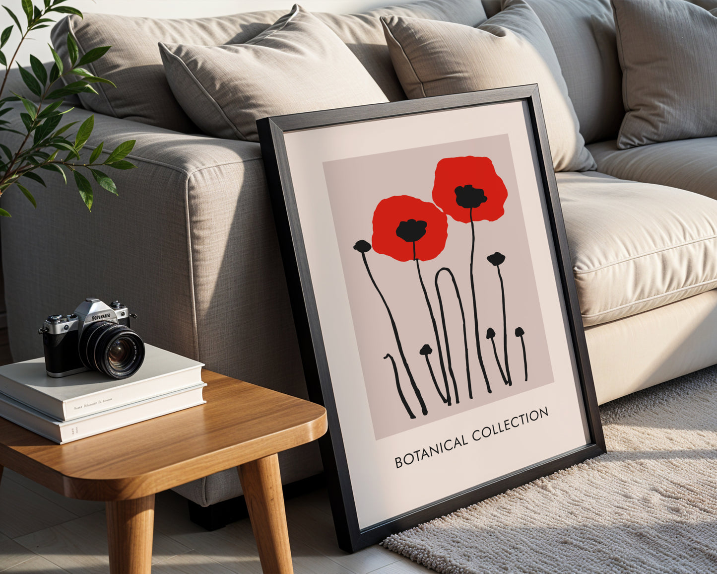 Minimalist Red Poppy Botanical Framed Poster – Framed Wall Art Poster - Image 1