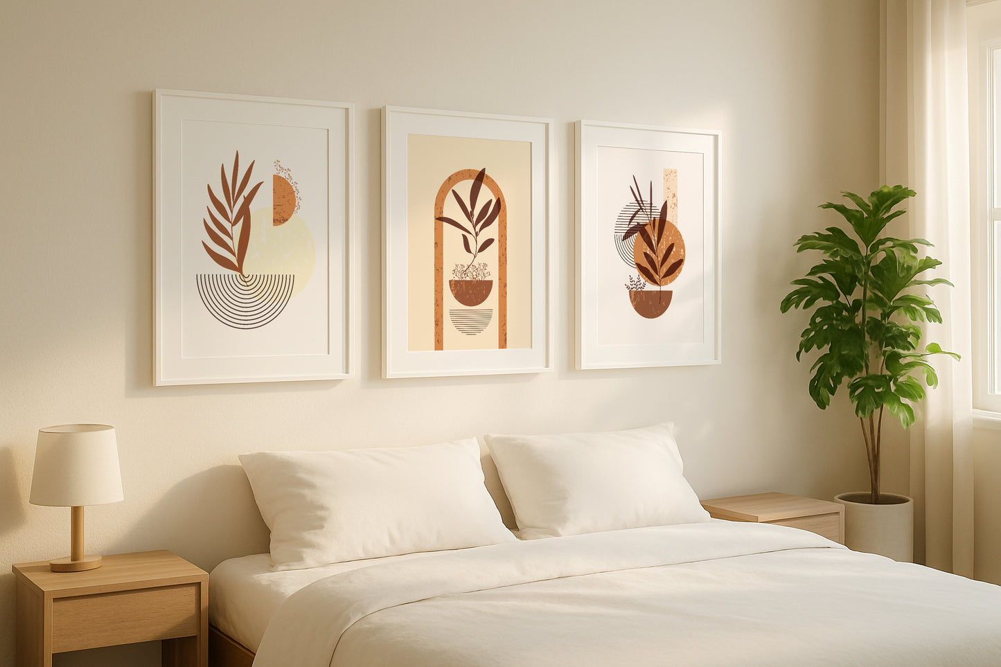 Abstract Botanical Earth Tones Framed Wall Art Set – Framed Wall Art Poster - Image 1