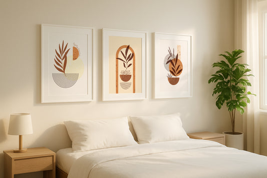 Abstract Botanical Earth Tones Framed Wall Art Set – Framed Wall Art Poster - Image 1