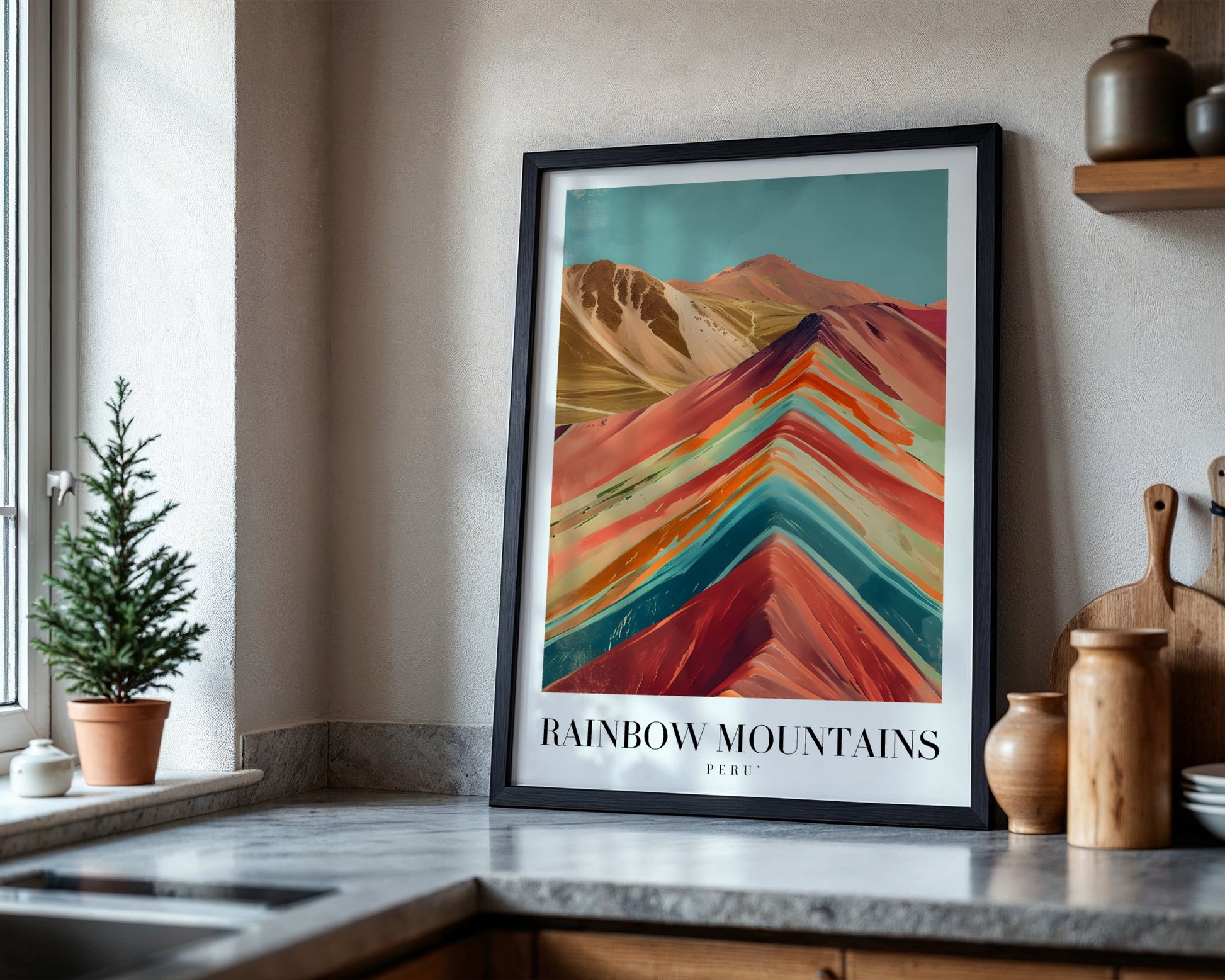 Rainbow Mountains Peru Vibrant Landscape Framed Poster – Framed Wall Art Poster - Image 4
