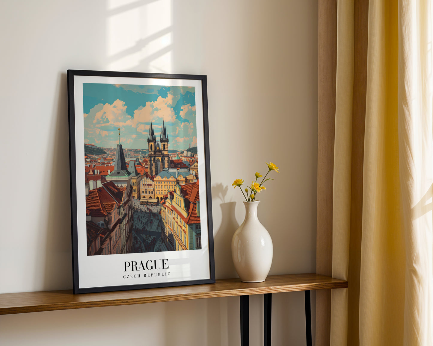 Prague Czech Republic Cityscape Framed Poster – Framed Wall Art Poster - Image 2