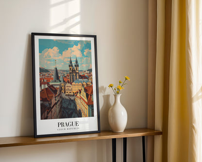 Prague Czech Republic Cityscape Framed Poster – Framed Wall Art Poster - Image 2