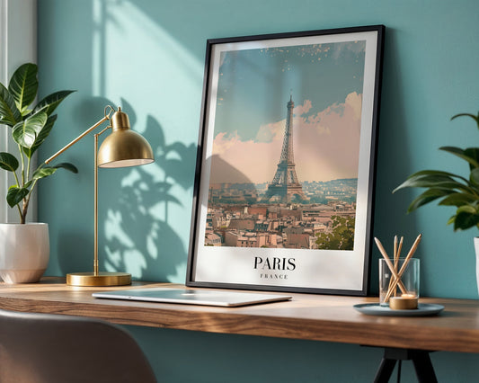 Eiffel Tower Paris Cityscape Framed Poster – Framed Wall Art Poster - Image 1