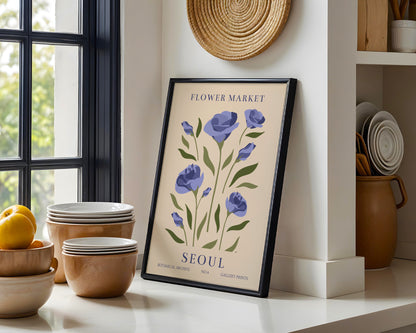 Seoul Flower Market Botanical Print Framed Poster – Framed Wall Art Poster - Image 1