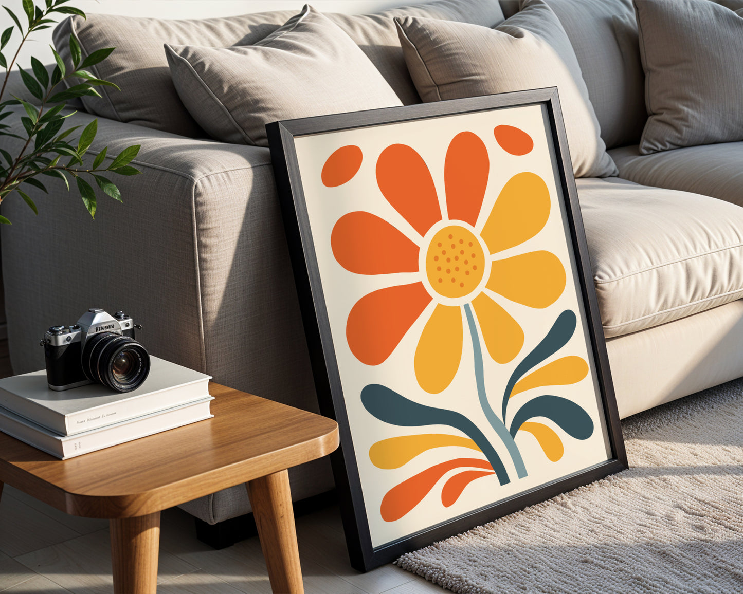 Mid-Century Modern Floral Framed Poster – Framed Wall Art Poster - Image 4