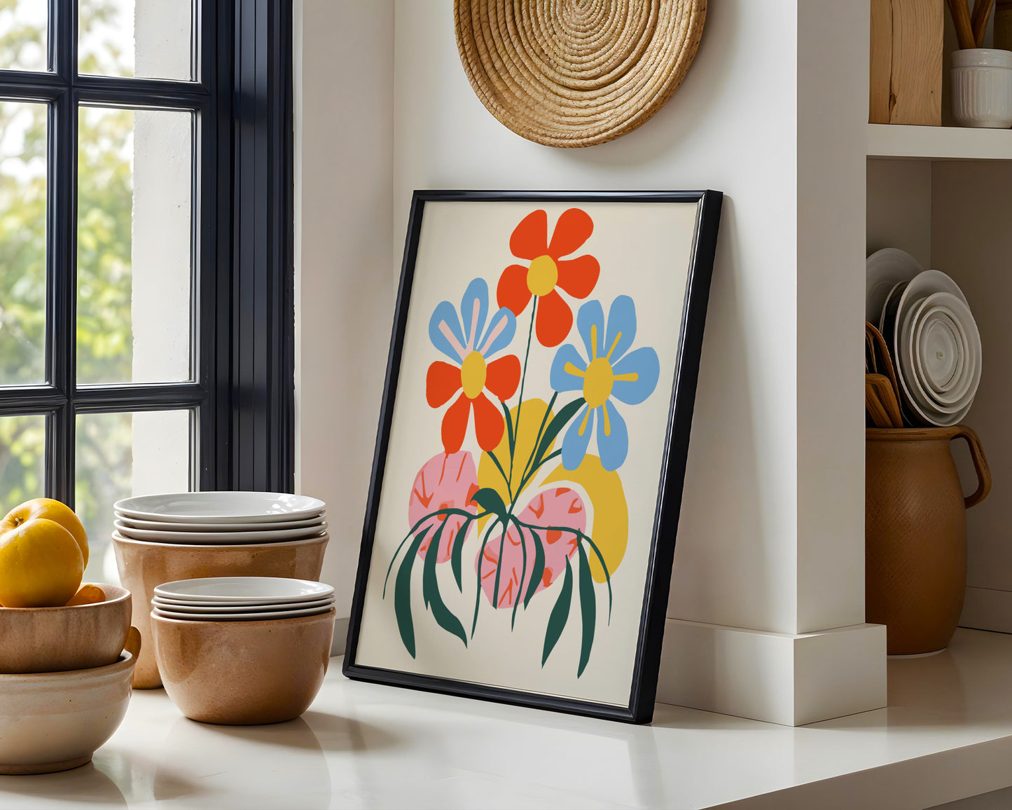 Vibrant Abstract Floral Bouquet Framed Poster – Framed Wall Art Poster - Image 1