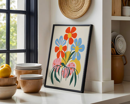 Vibrant Abstract Floral Bouquet Framed Poster – Framed Wall Art Poster - Image 1