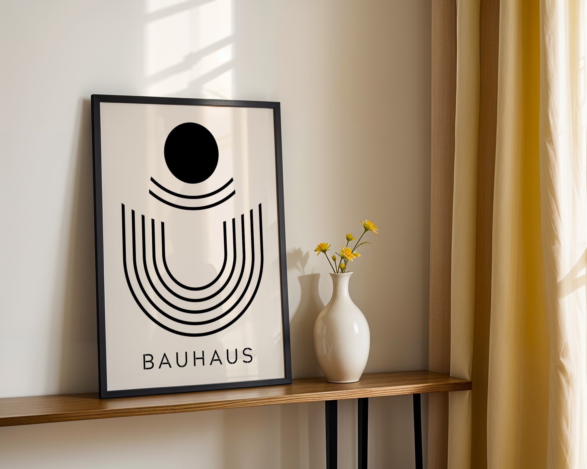 Minimalist Bauhaus Geometric Arch Framed Poster - Image 1