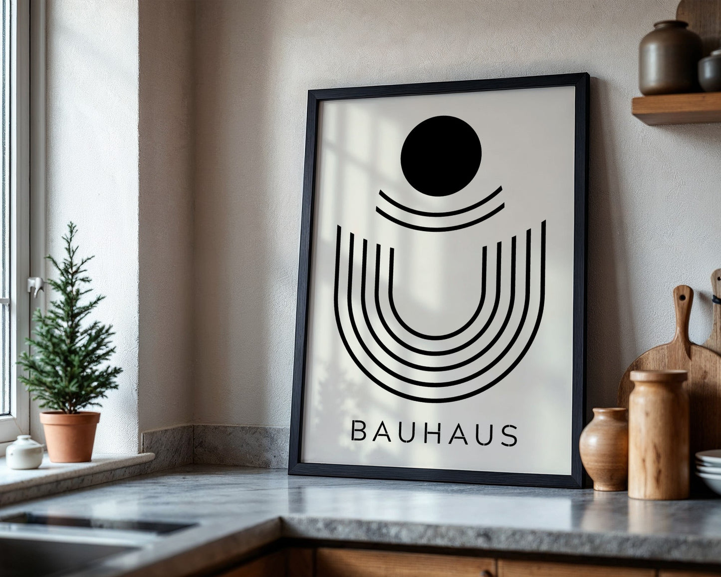Minimalist Bauhaus Geometric Arch Framed Poster - Image 4