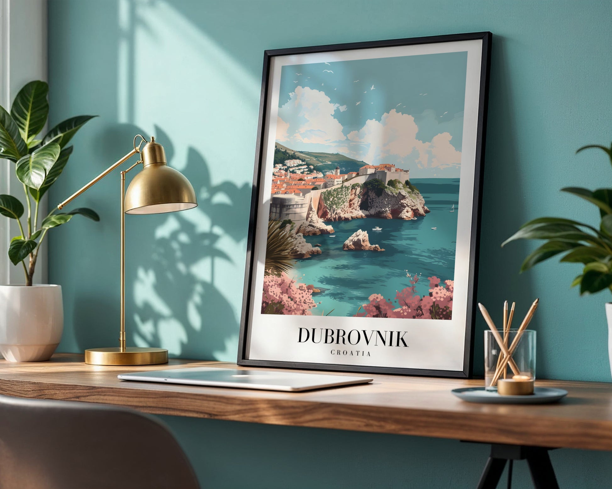 Dubrovnik Croatia Coastal City Travel Framed Poster – Framed Wall Art Poster - Image 1