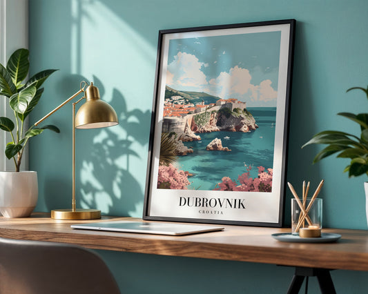 Dubrovnik Croatia Coastal City Travel Framed Poster – Framed Wall Art Poster - Image 1