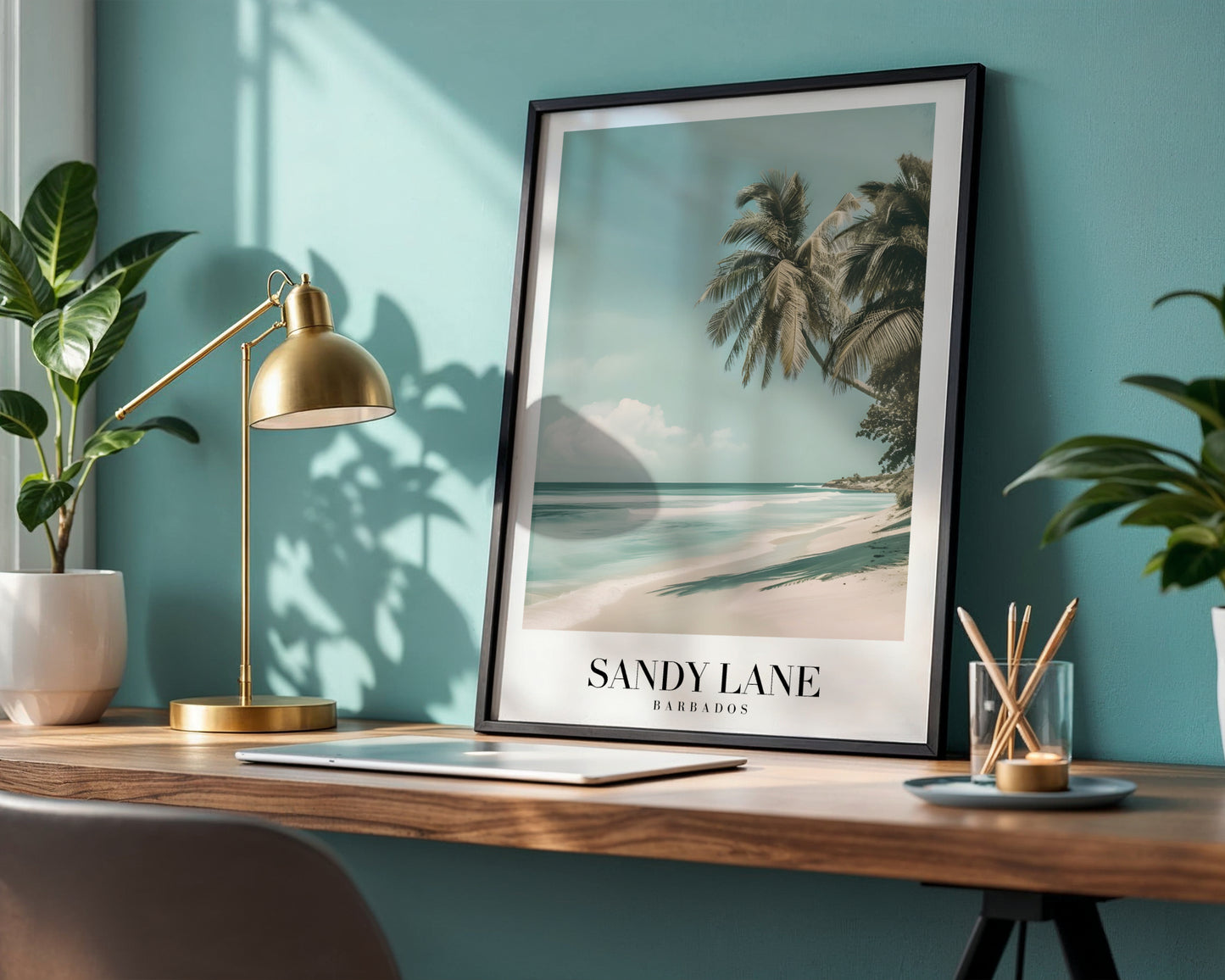 Sandy Lane Barbados Tropical Beach Framed Poster – Framed Wall Art Poster - Image 1